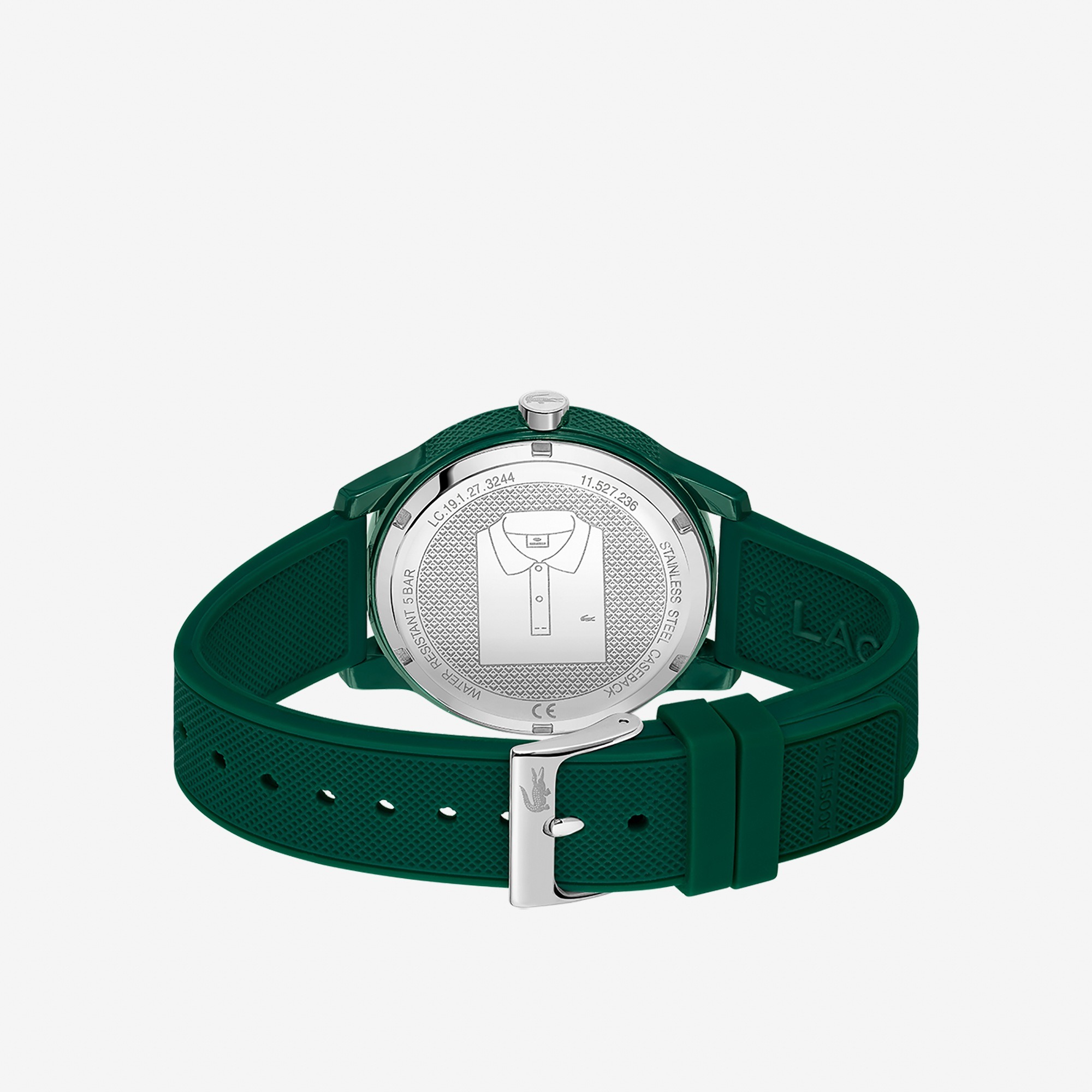 Montre Lacoste.12.12 Holiday à 3 aiguilles - Modèle blanc avec bracelet vert en silicone