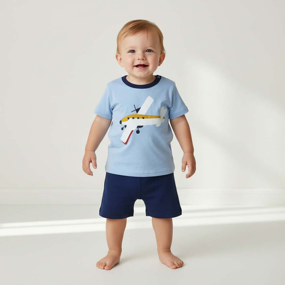 ENSEMBLE BLEU MOTIF - AVION -