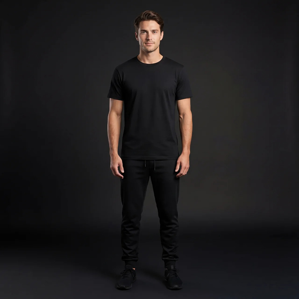 DEPART T-SHIRT HOMME NOIR 100% COTON SIMPLE
