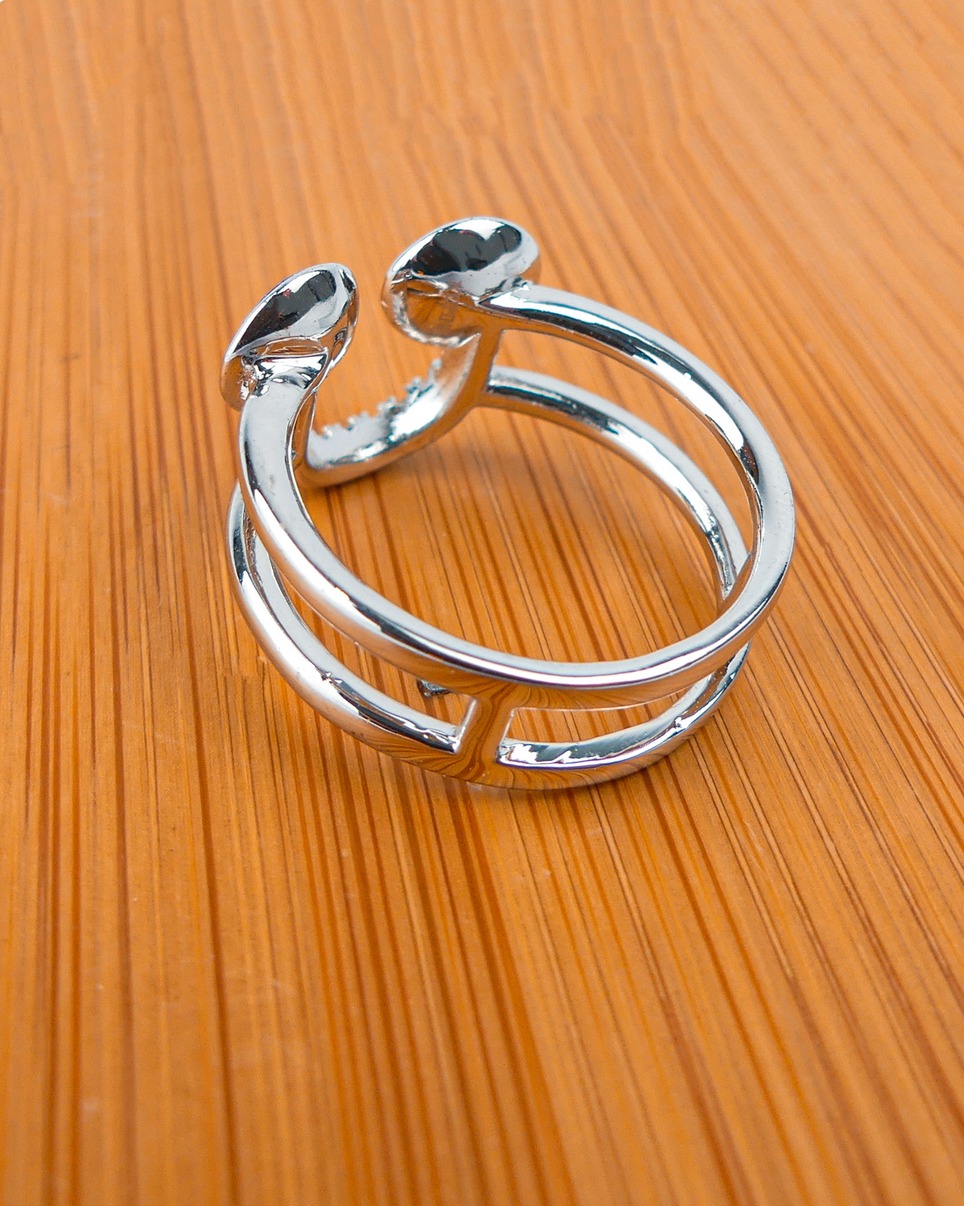 bague double anneau bleu/rose