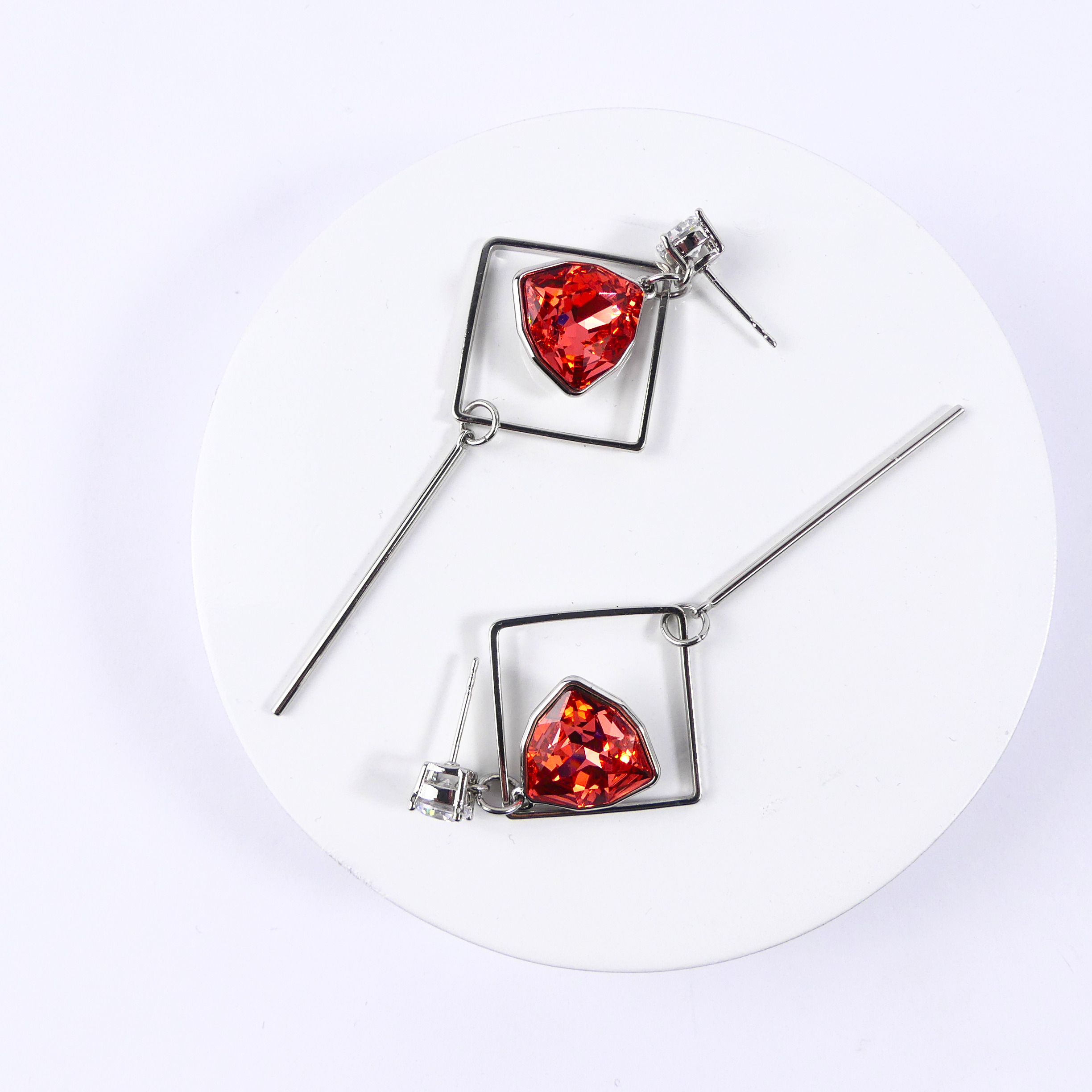 boucle d'oreille pendantes triangle -orange