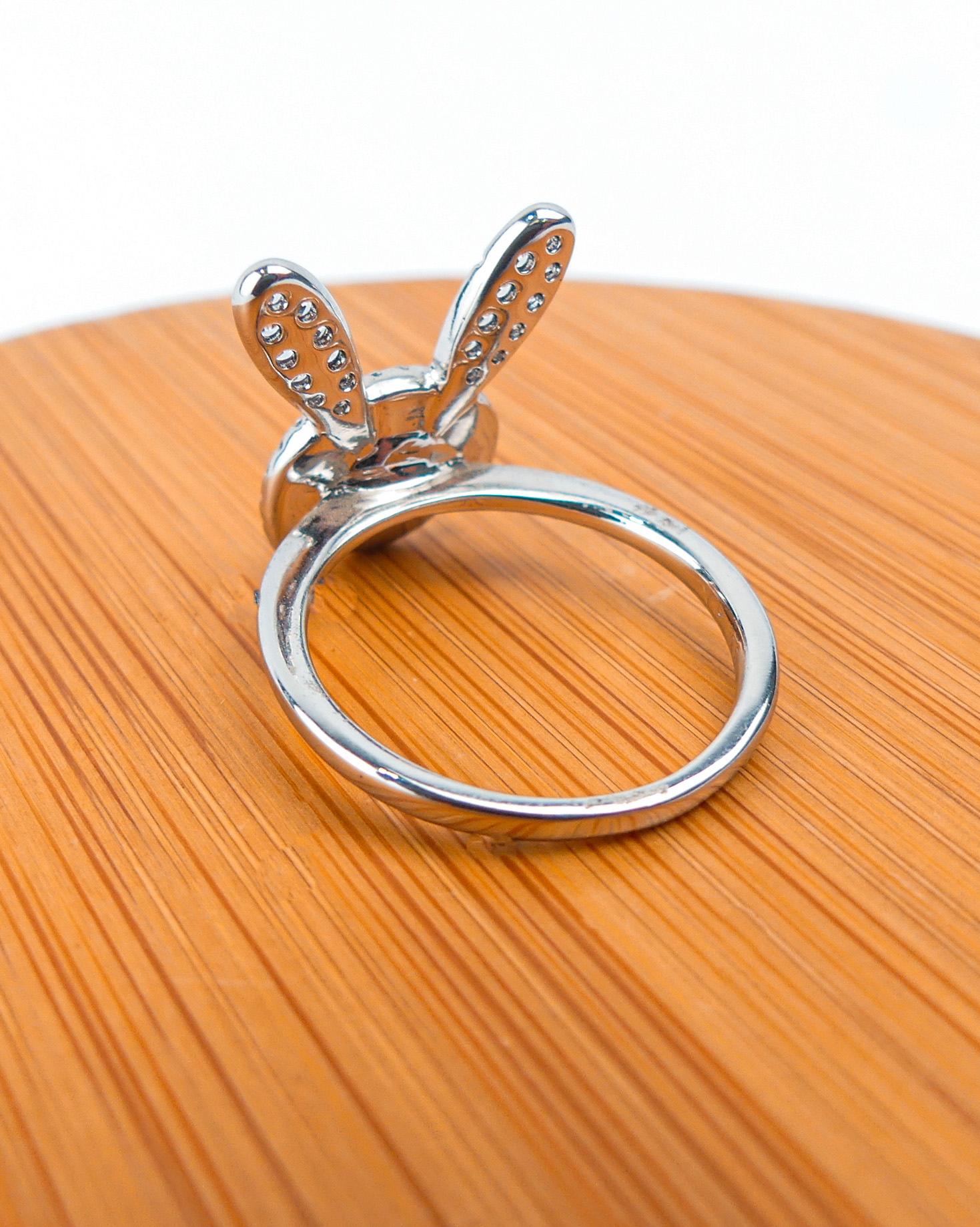 bague lapin bleu nuit -argent -