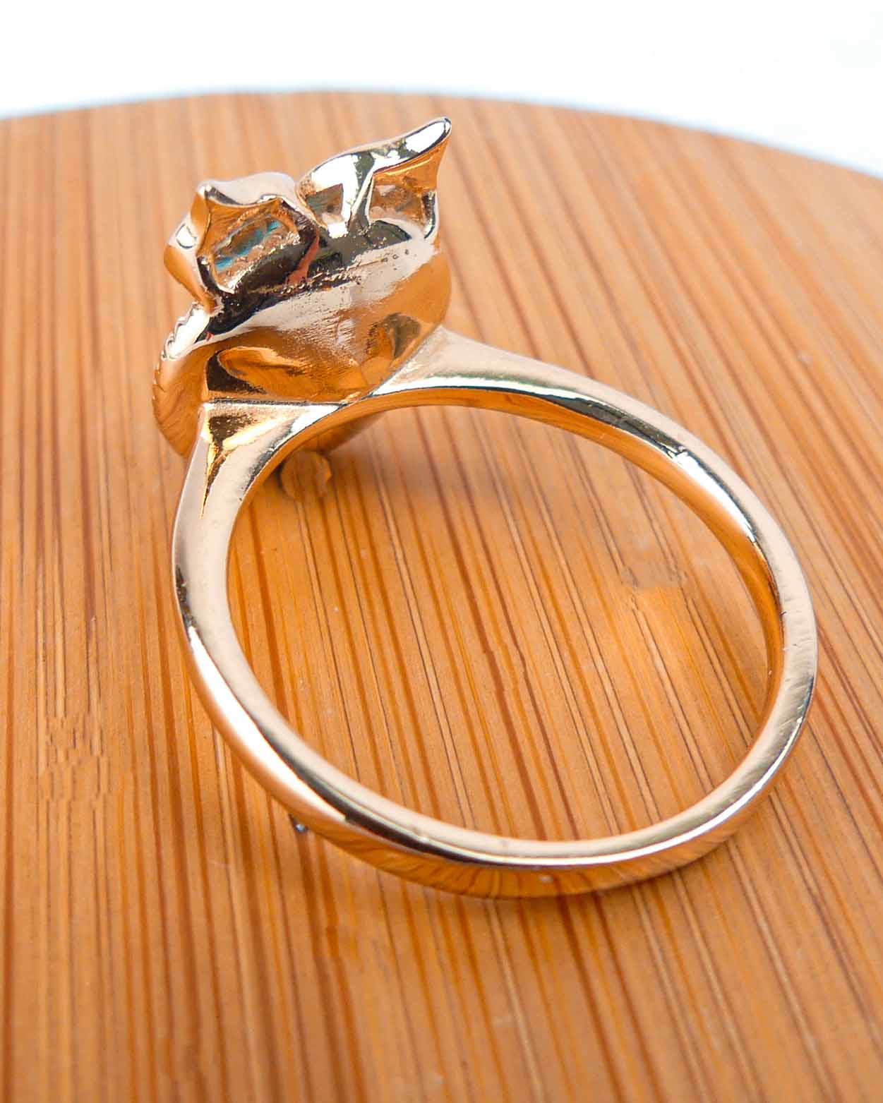 bague plaqué or pierre hibou rende bleu 