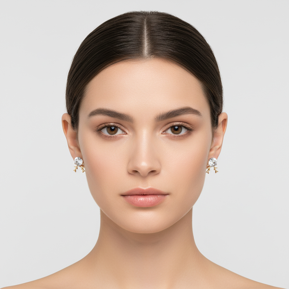 boucle d'oreille gazelle boule reflet blanc 