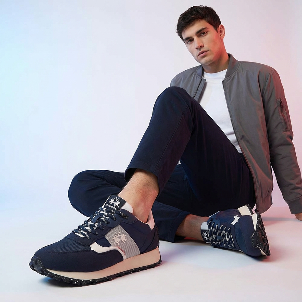 LA MARTINA SCARPA UOMO SUEDE ECO TEX NYLON ECO BLU