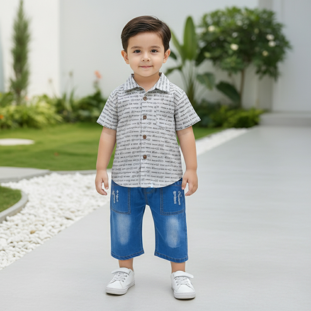 ENSEMBLE CHEMISIER BLANC AVEC SHORT jeans 