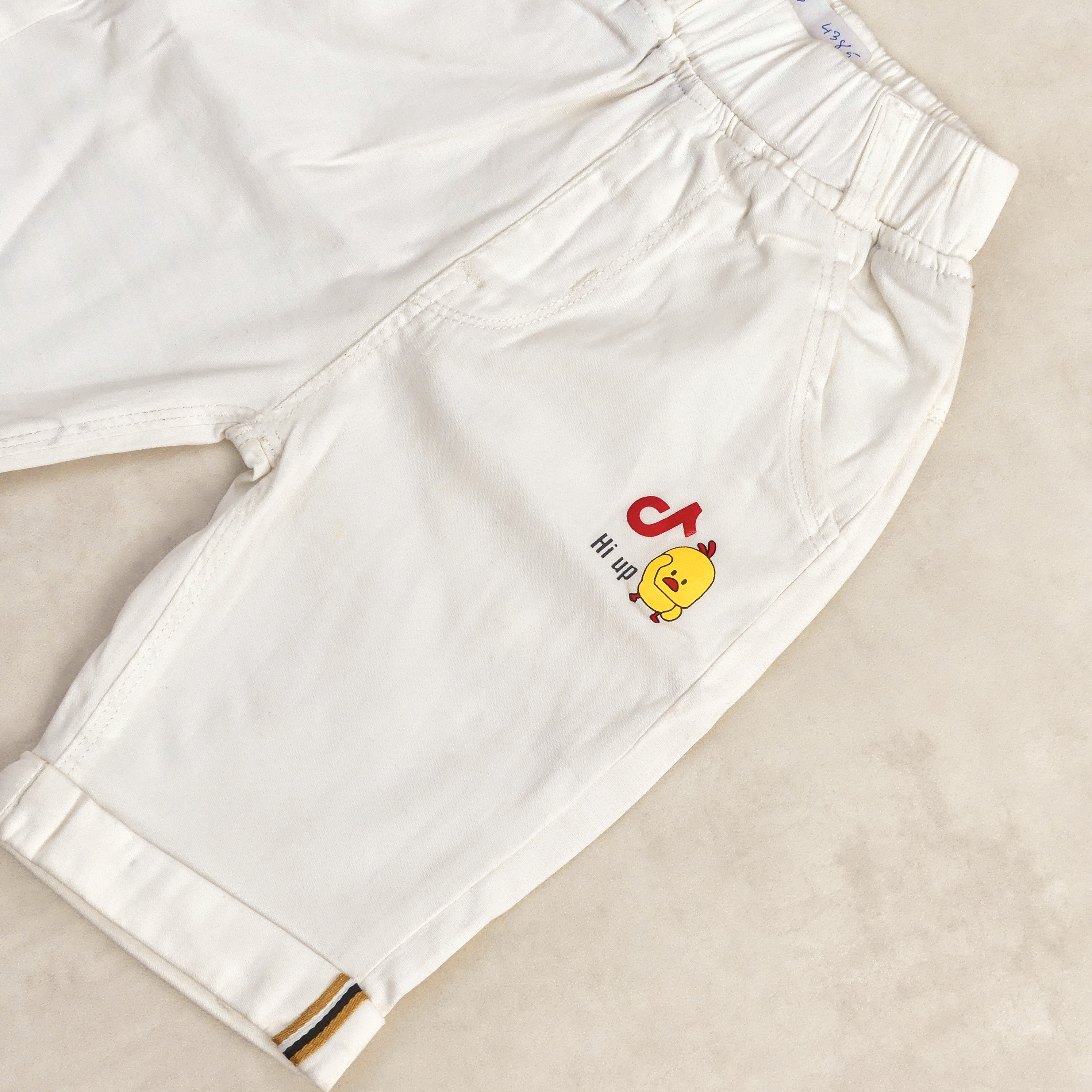 Pantacourt Garcon BLANC MOTIF HI UP 