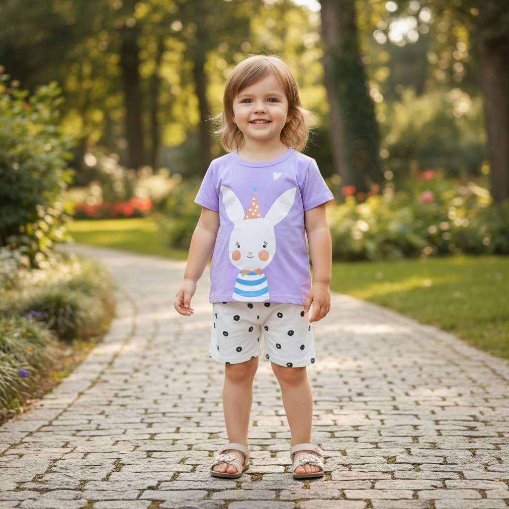 ENSEMBLE VIOLET MOTIF LAPIN 