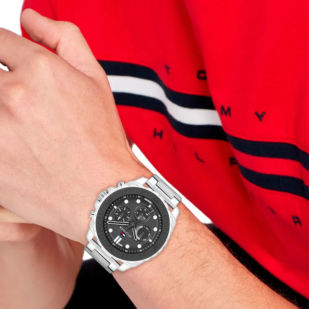 Montre Tommy Hilfiger Morgan Grey Silicone Bezel Chain-Link