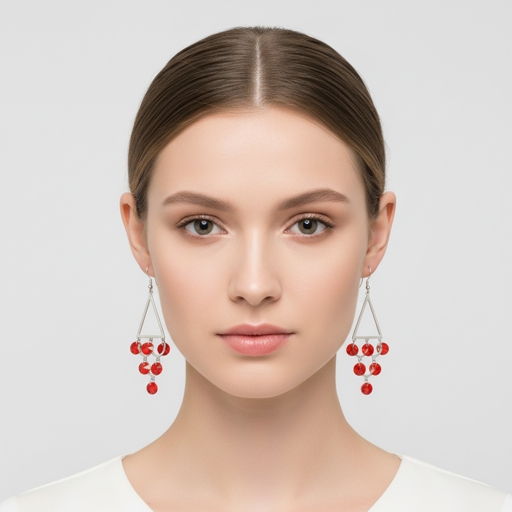 boucle d'oreille traiangle rouge