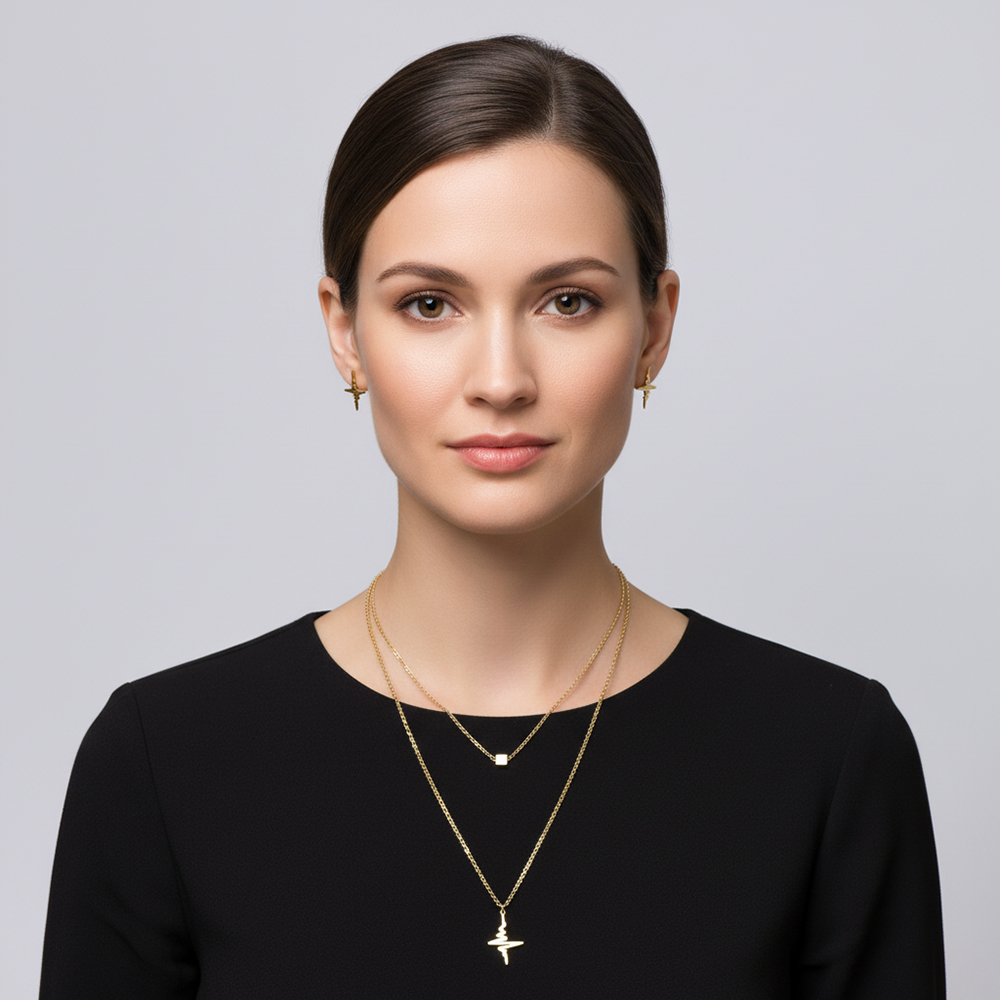 Parure motif fréquence cardiaque (plaqué or)