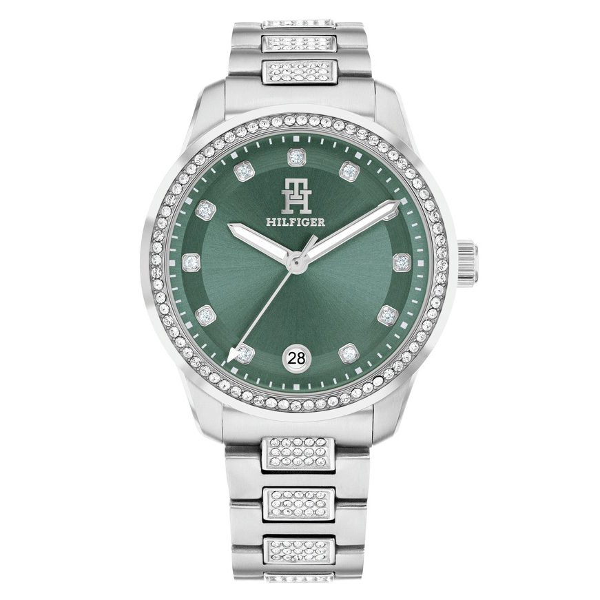 Tommy Hilfiger Green Dial Crystal-Embellished
