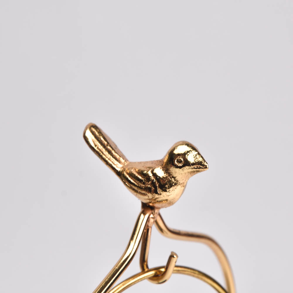 Porte-bougie décoratif doré avec oiseau – Vert foncé