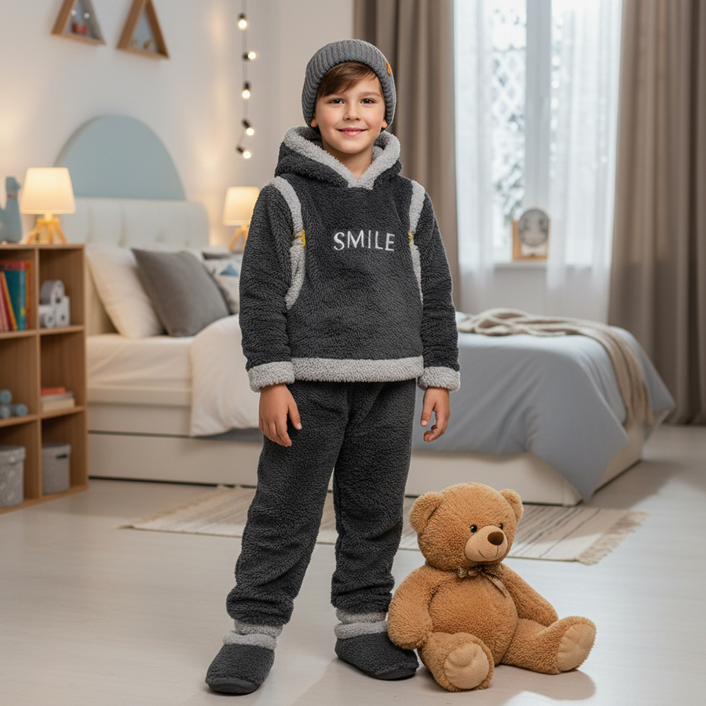 pyjama fourrure- NOIR - motife smile