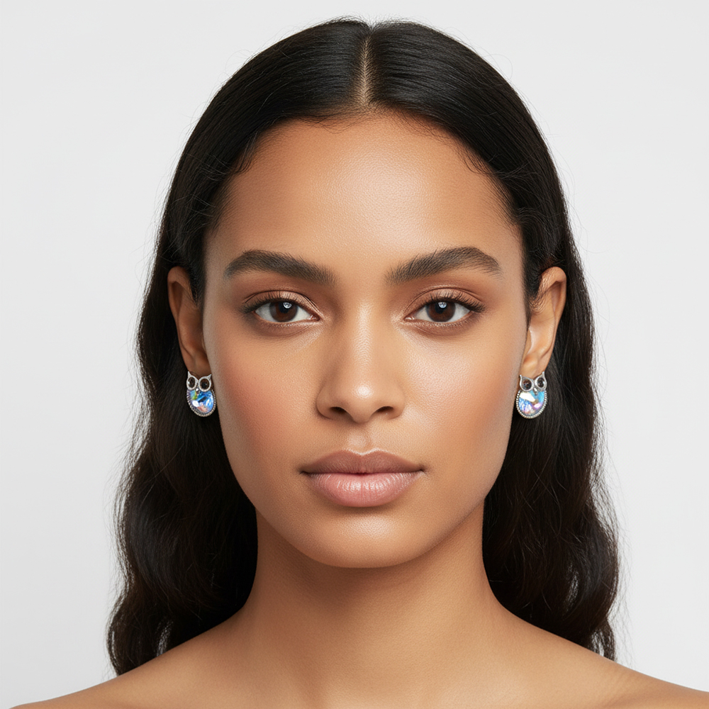 boucle d'oreille hibou blanc