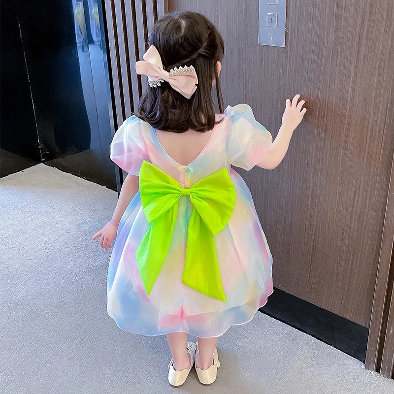 Robe princesse noeud vert pistache  ENFANTS