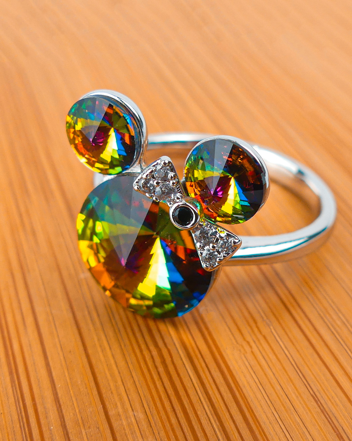 bague mickey mousse verte reflé 