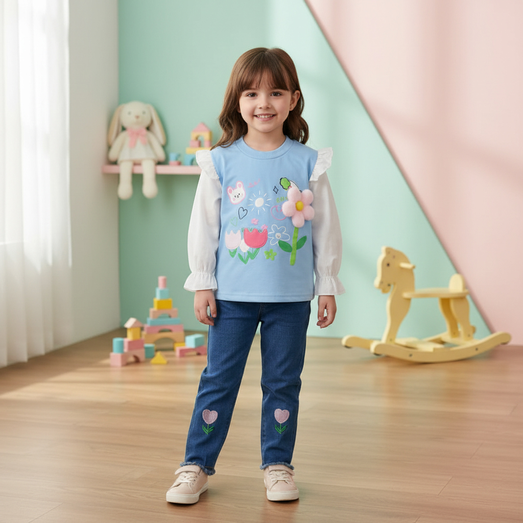 ENSEMBLE cartoon 2 pieces bleu