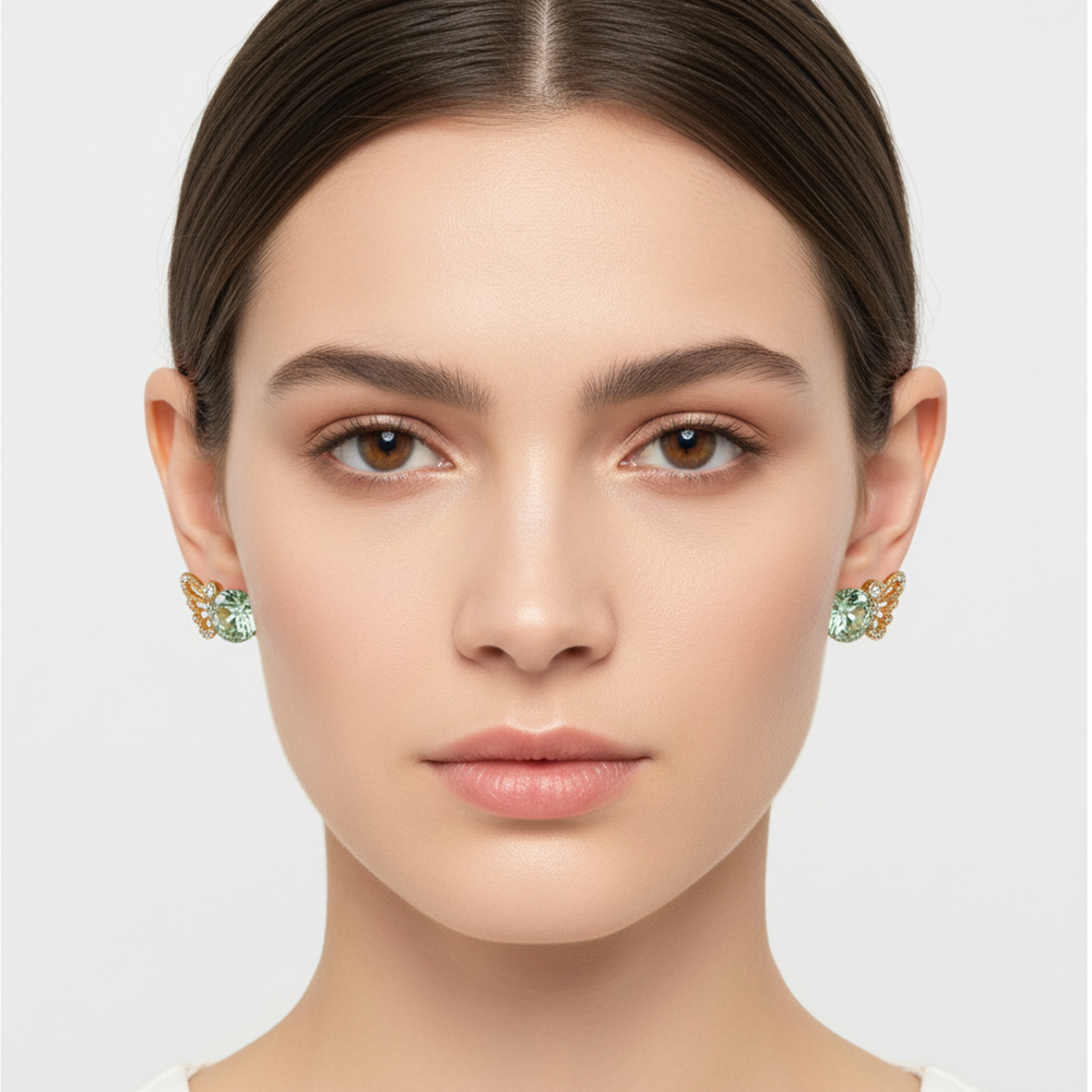 boucle d'oreille aile vert clair