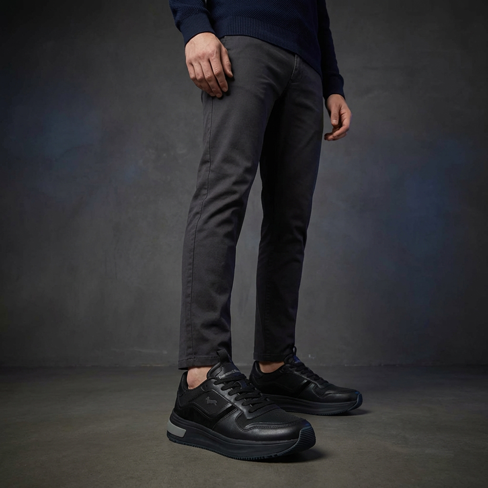 Harmont and Blaine Suede and Fabric Sneakers