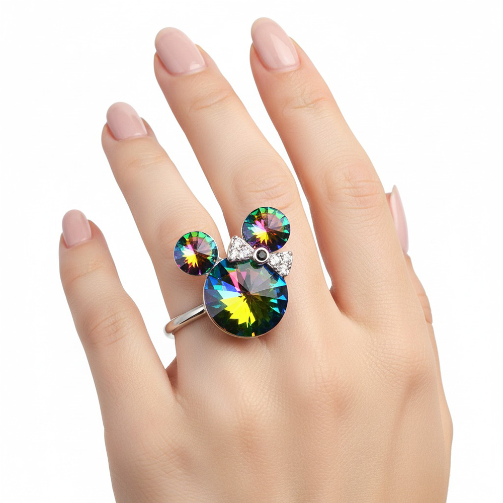 bague mickey mousse verte reflé 