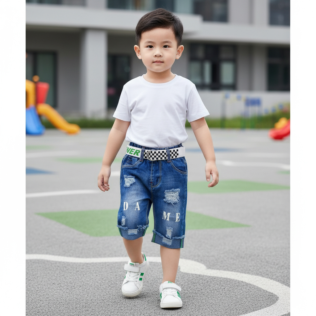 SHORT JEANS bleu MOTIF DAME 