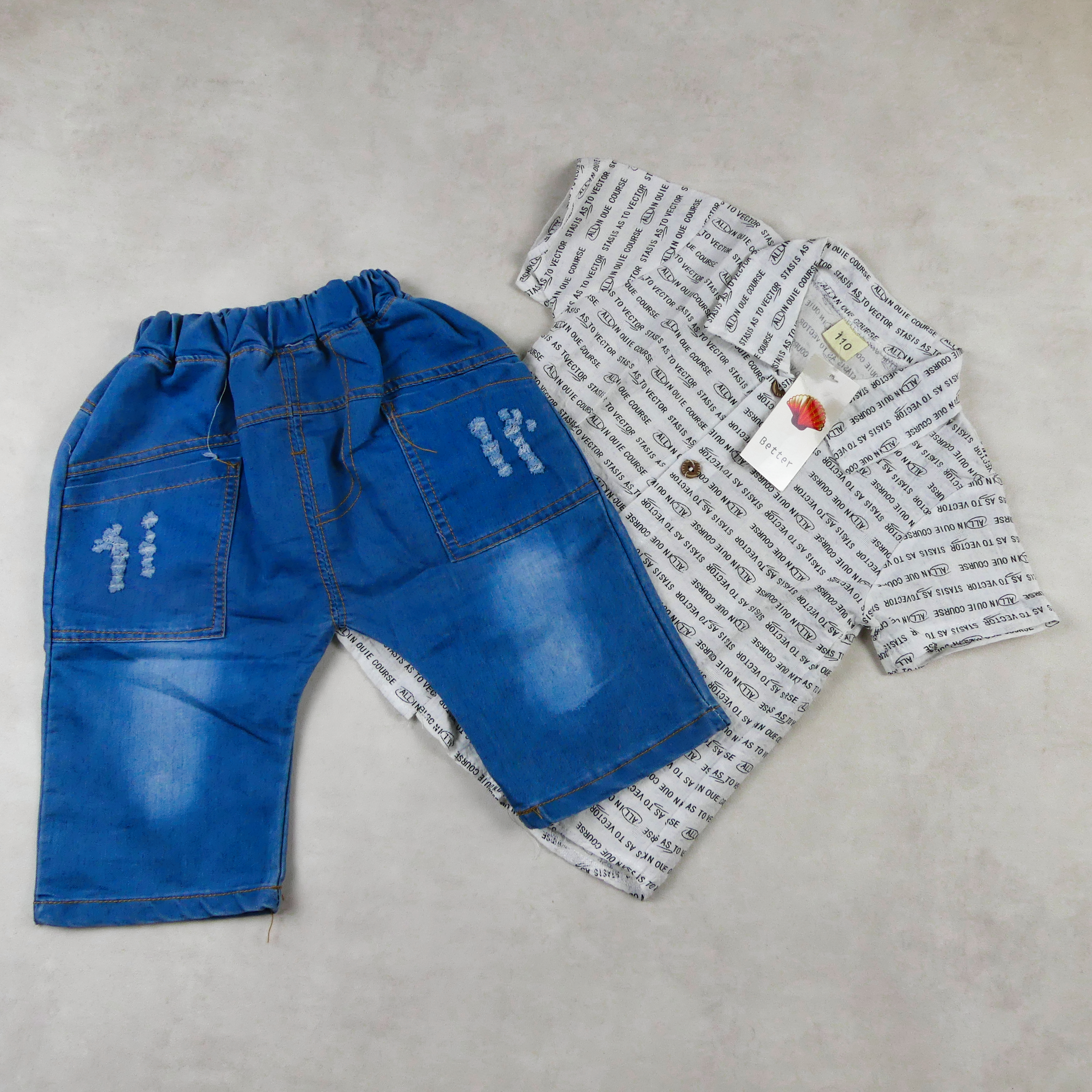 ENSEMBLE CHEMISIER BLANC AVEC SHORT jeans 