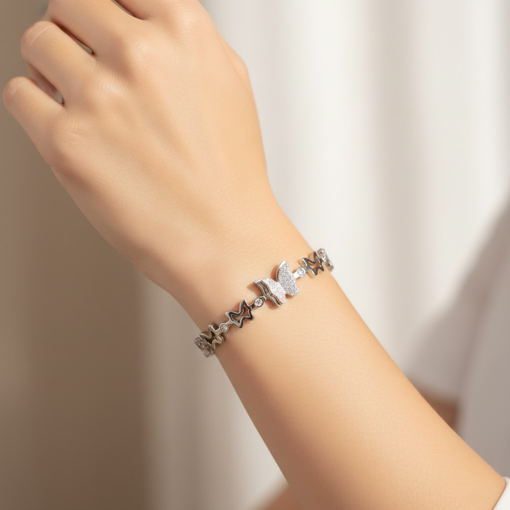 BRACELET TRÔNE DE PAPILLIONS INCRUSRTÉ