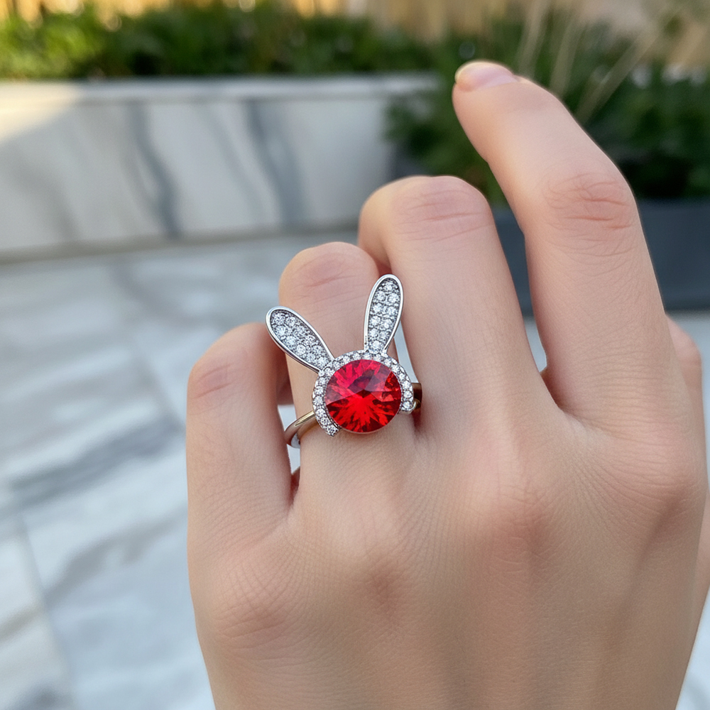 BAGUE LAPIN ROUGE 