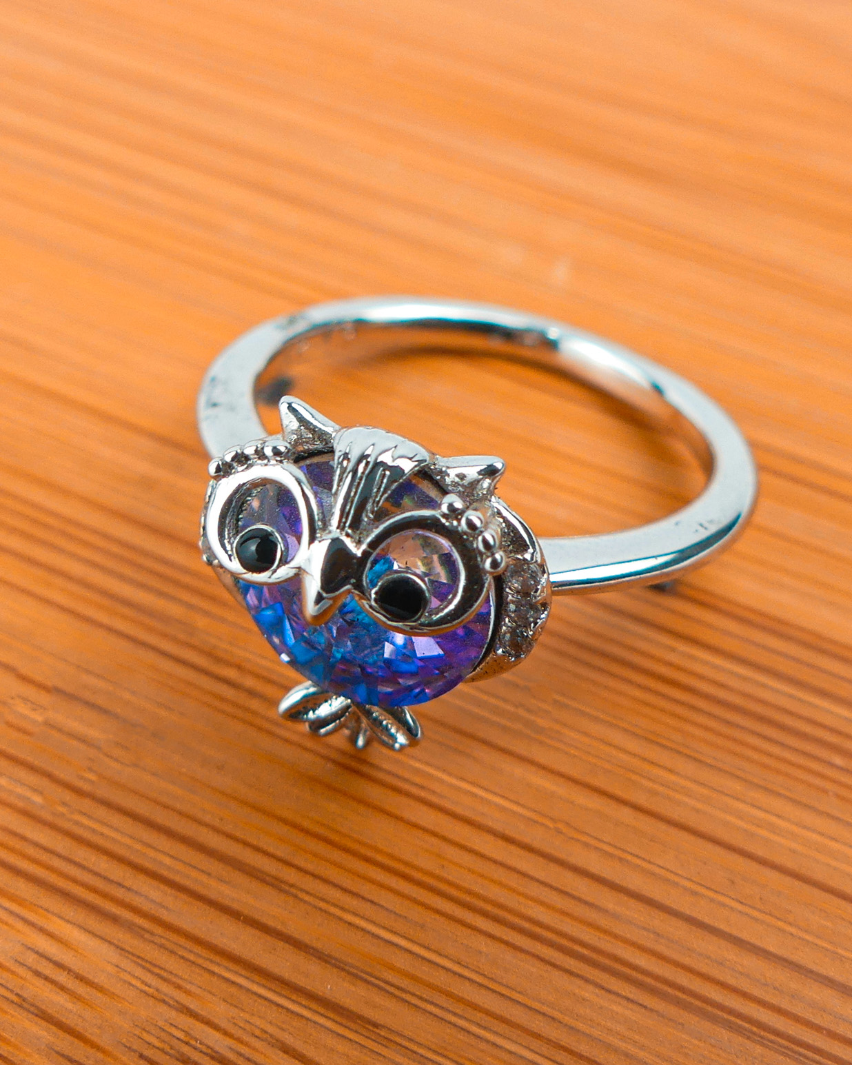  Bague pierre hibou Blue reflé