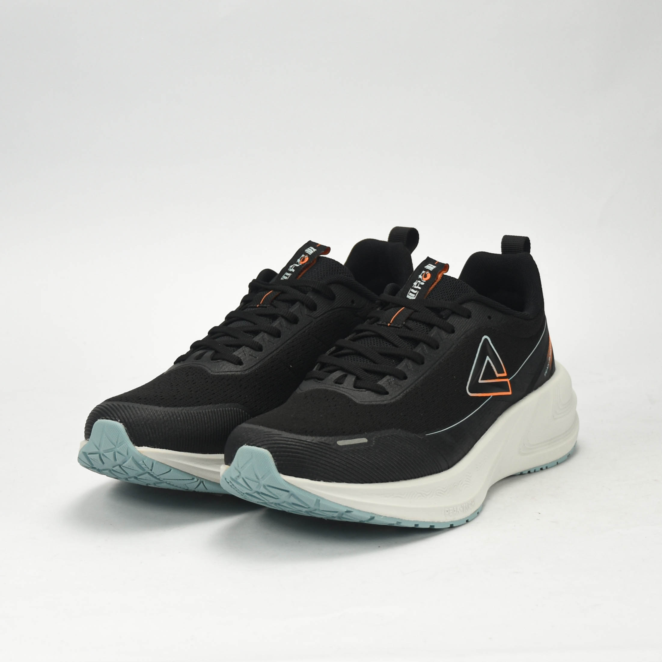 PEAK CUSHION RUNNING SHOES-BLACK/LT.GREY