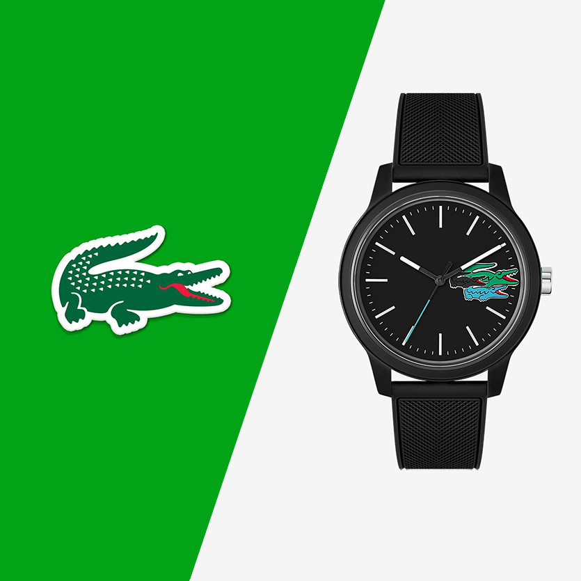 Montre Lacoste.12.12 Holiday à 3 aiguilles - Modèle noir avec bracelet en silicone