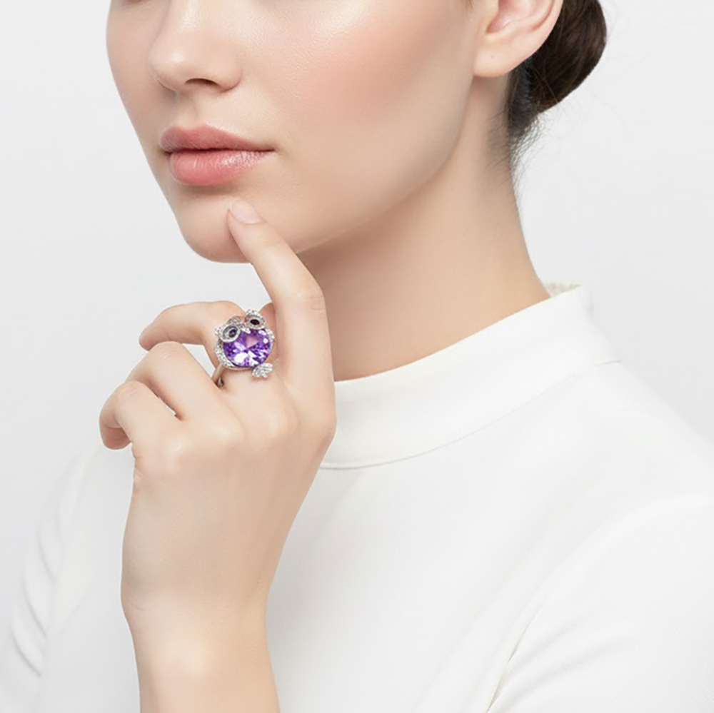  Bague pierre hibou Blue reflé