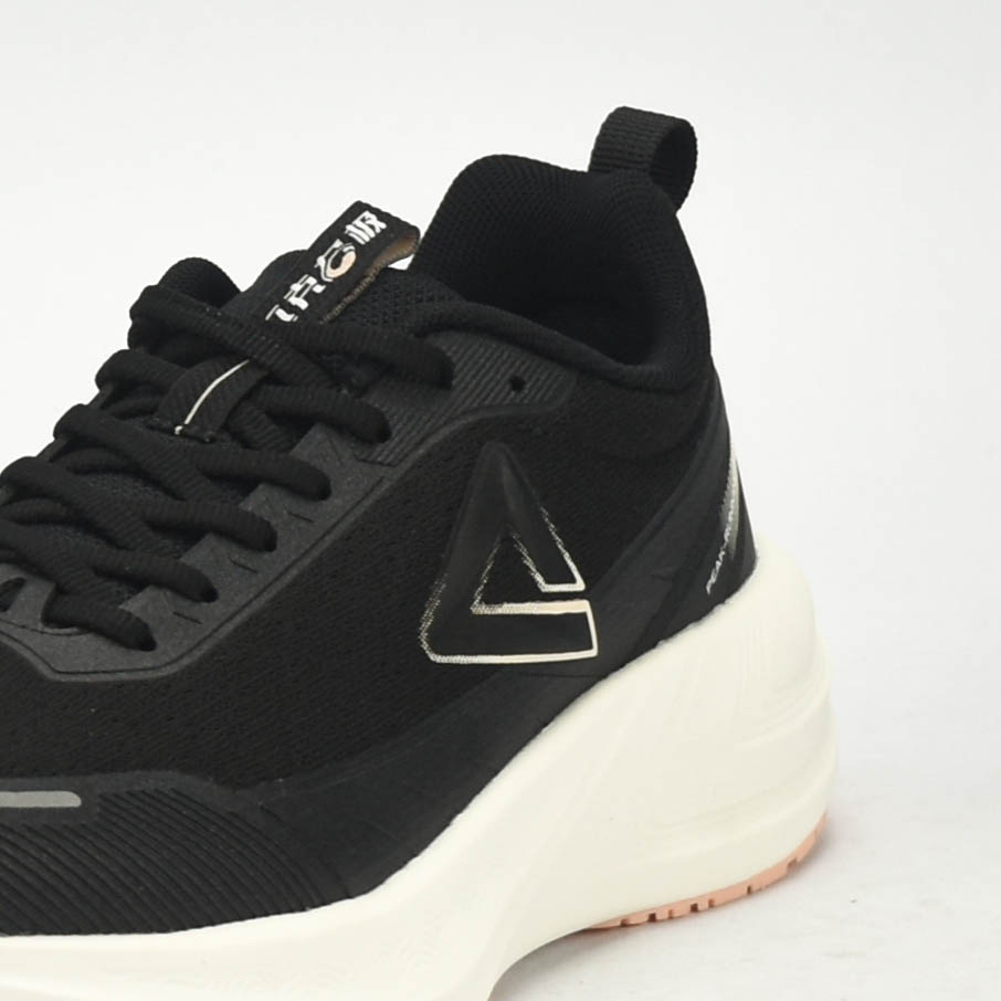 PEAK CUSHION RUNNING SHOES-BLACK/WHITE