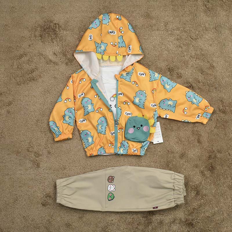 ENSEMBLE 3 PCS CUTE DINO ORANGE