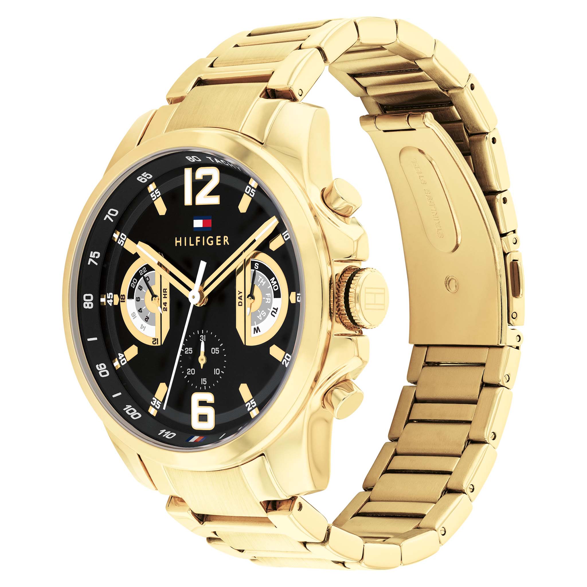 Montre Tommy Hilfiger Gold Steel Black Dial Multi-function