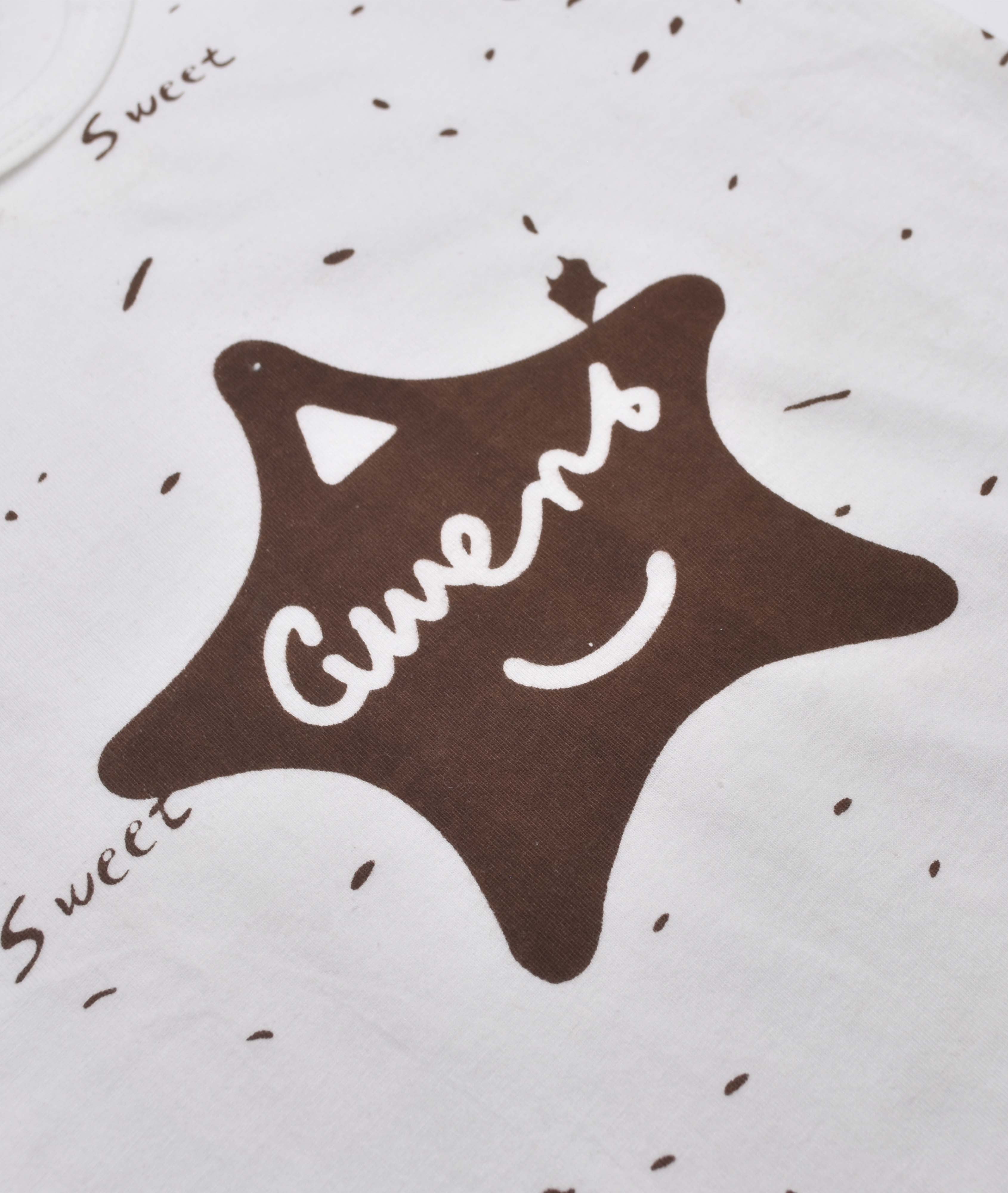 ENSEMBLE BLANC ET MARRON MOTIF -GWENS-