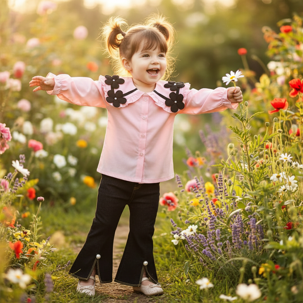 ENSEMBLE rose deux pieces fillette