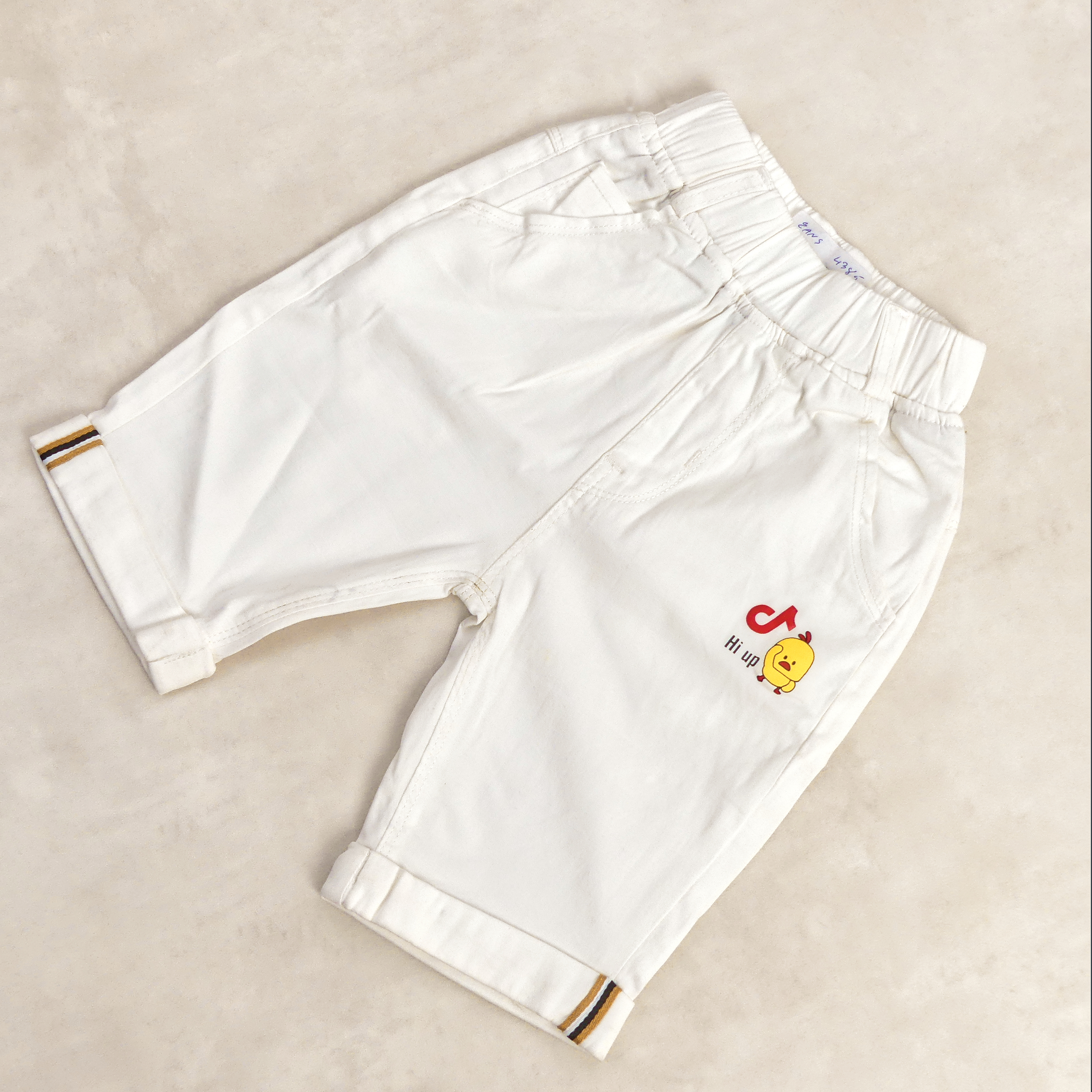 Pantacourt Garcon BLANC MOTIF HI UP 