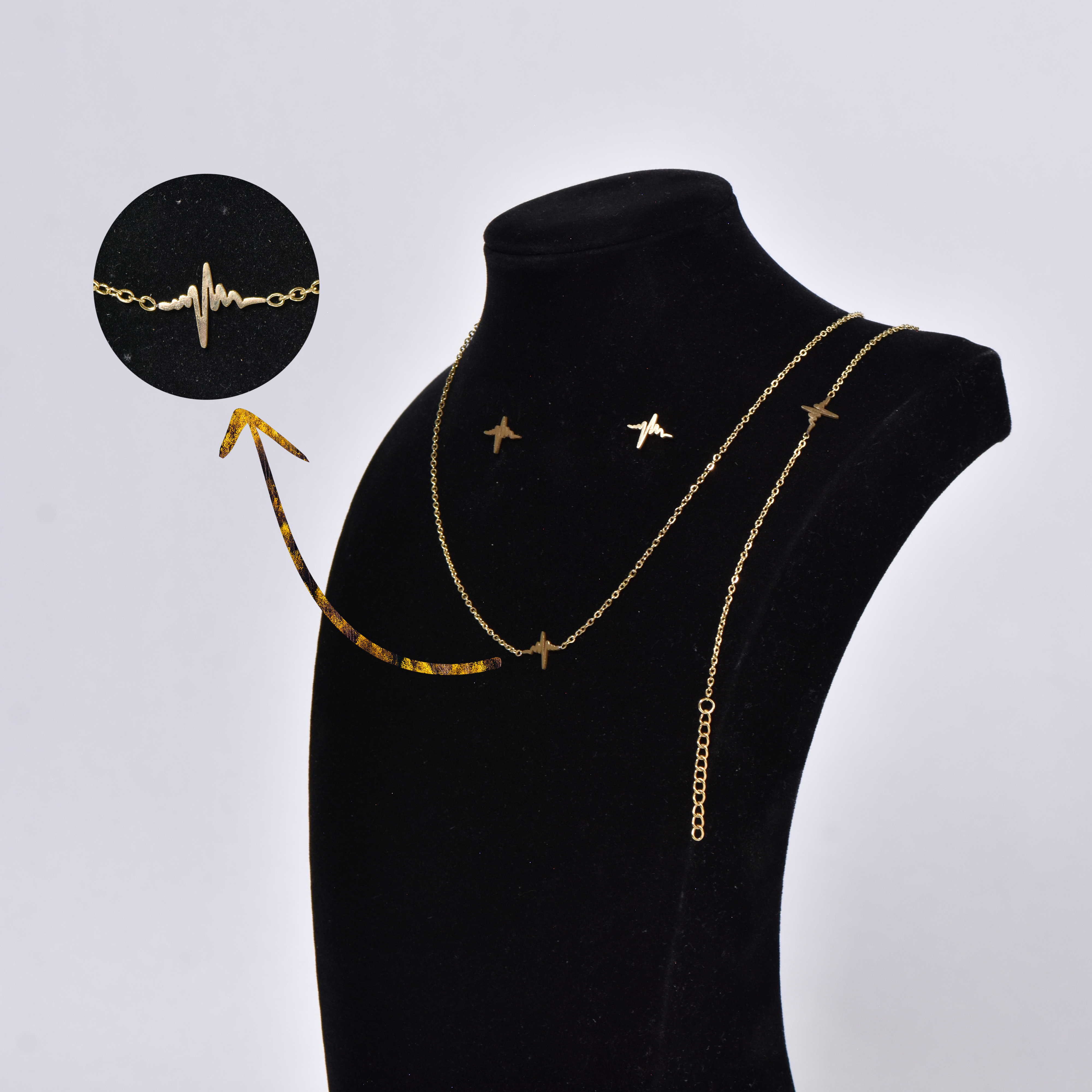 Parure motif fréquence cardiaque (plaqué or)