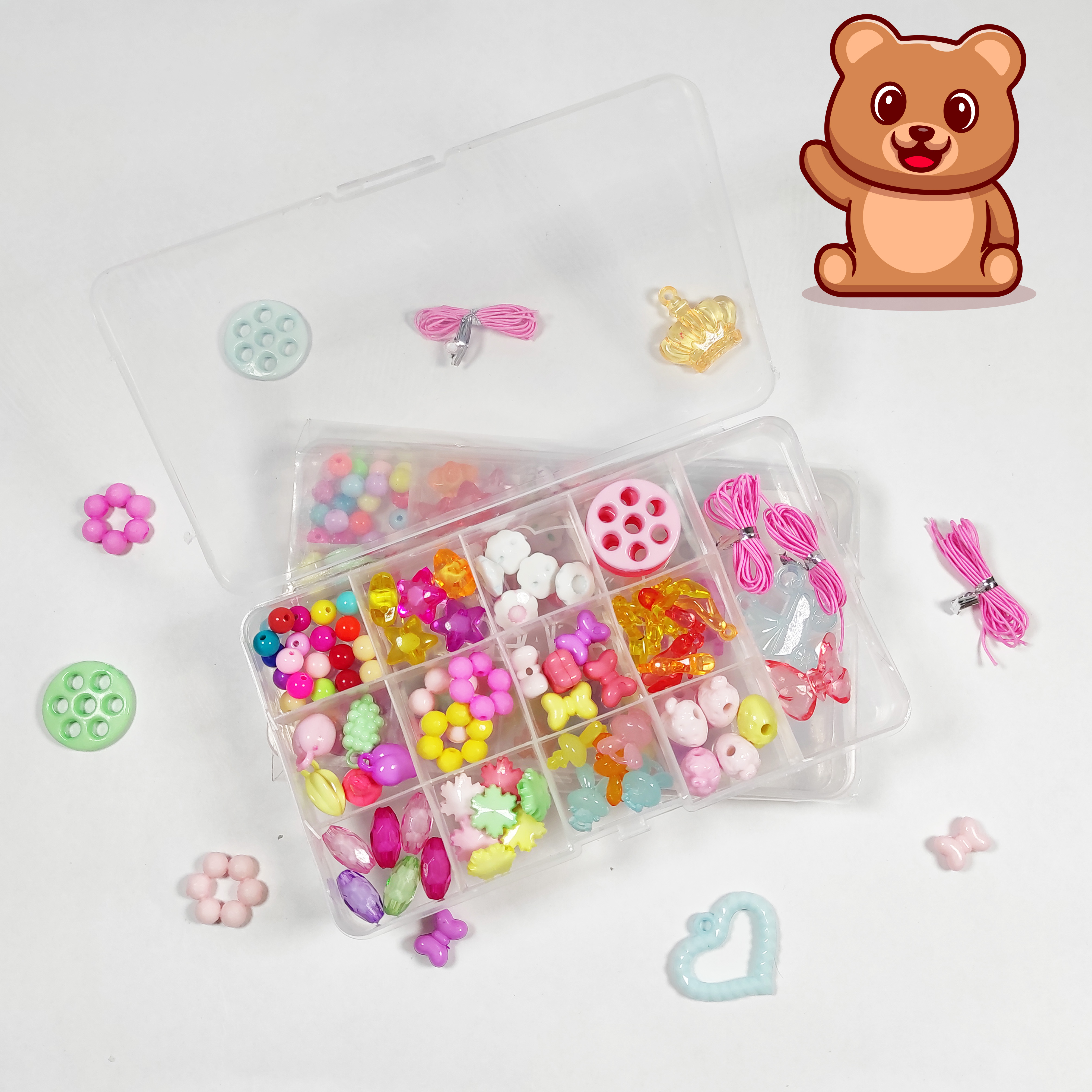 ENSEMBLE DE PERLES DÉCORATIVES OURS (BLEU)