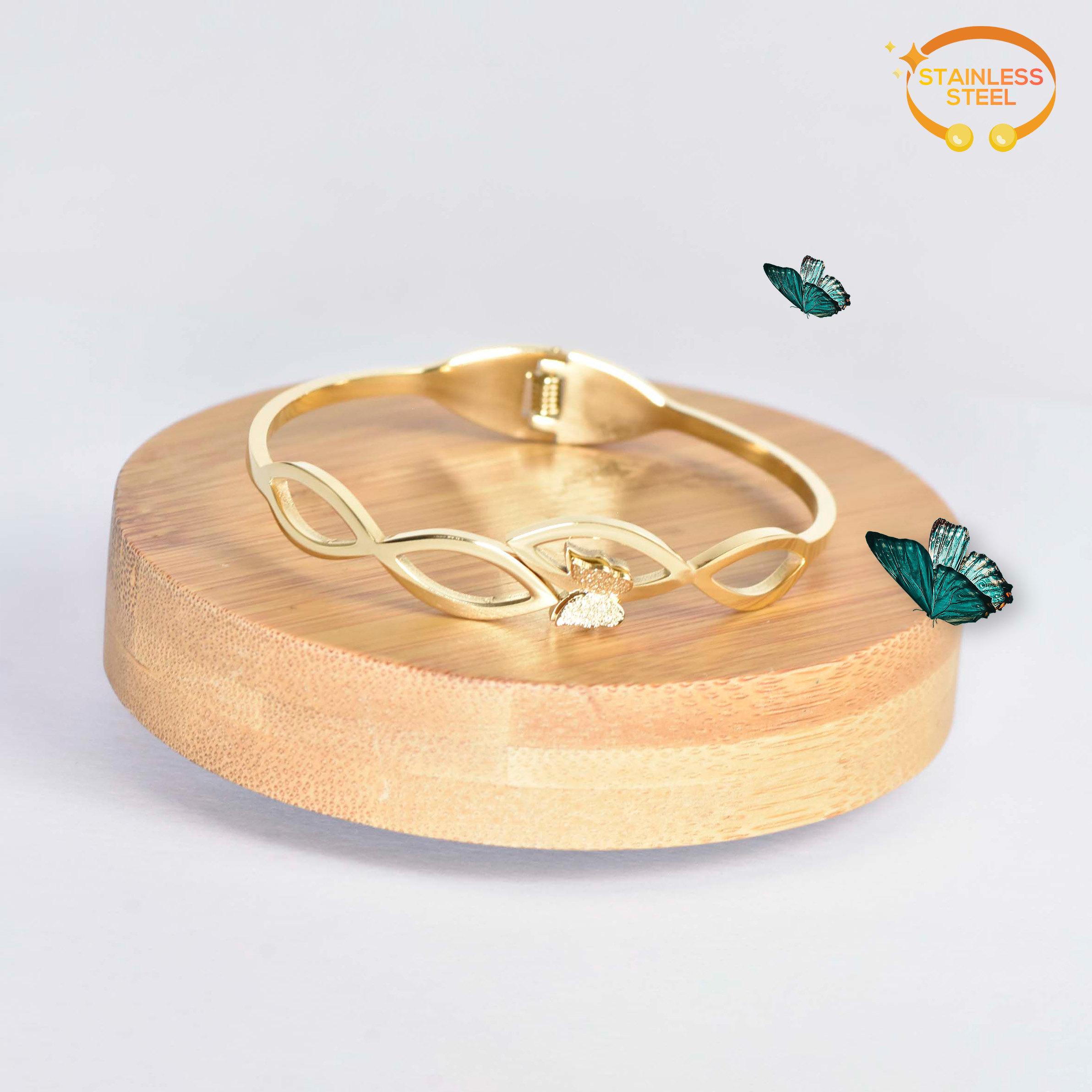 BRACELET PAPILLIONS SUR FEUILLES D'ARBRE