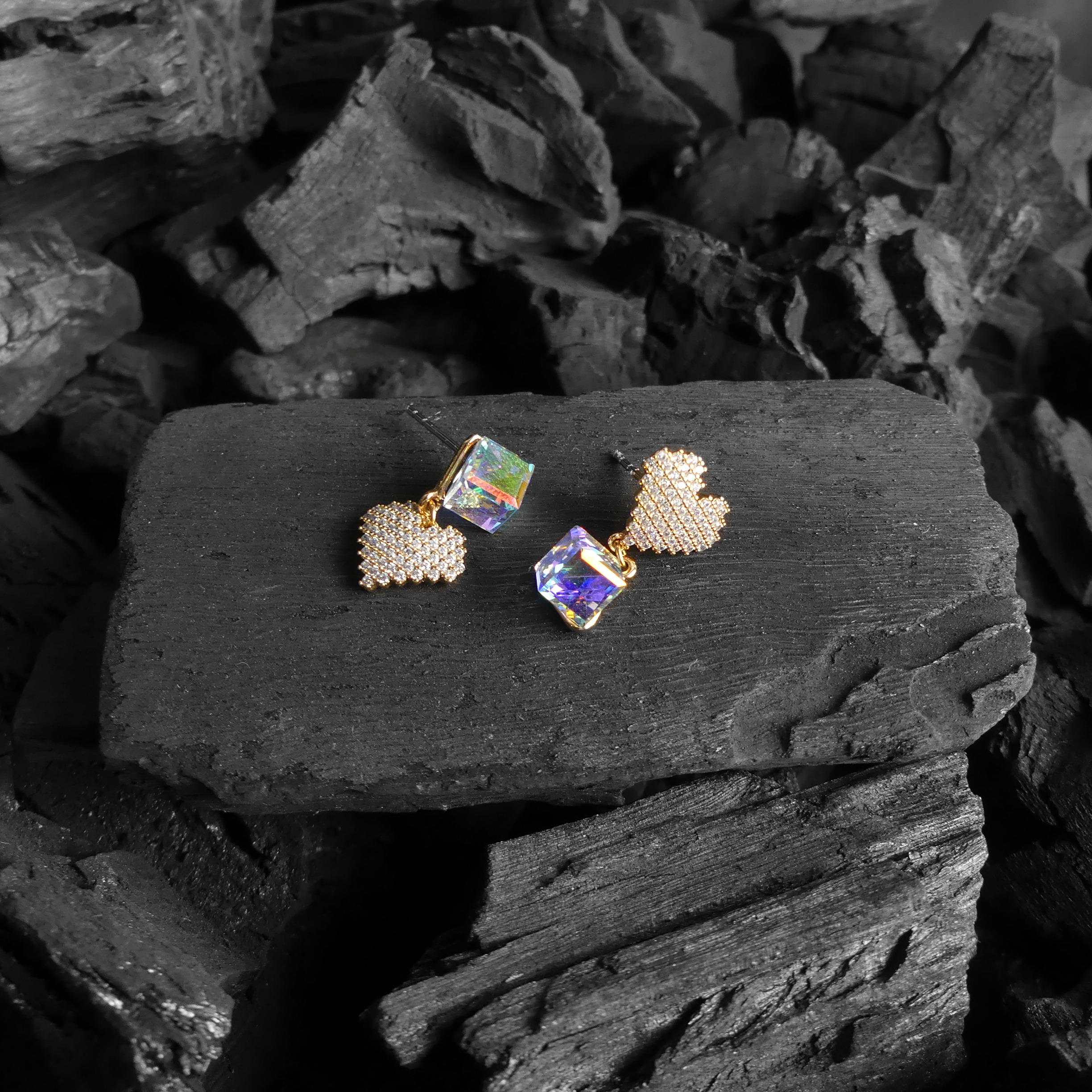 Boucles d'oreilles carré multi couleur