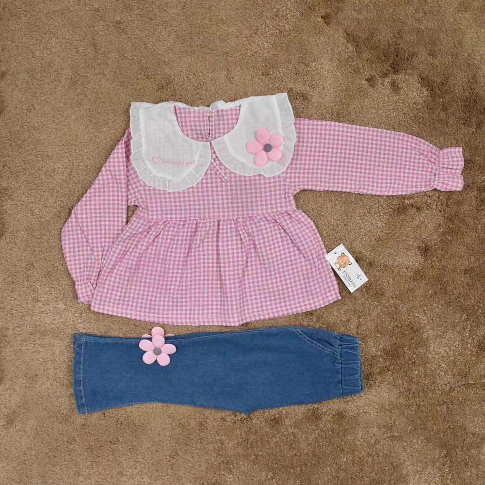 ENSEMBLE 2 pcs rose a carreaux