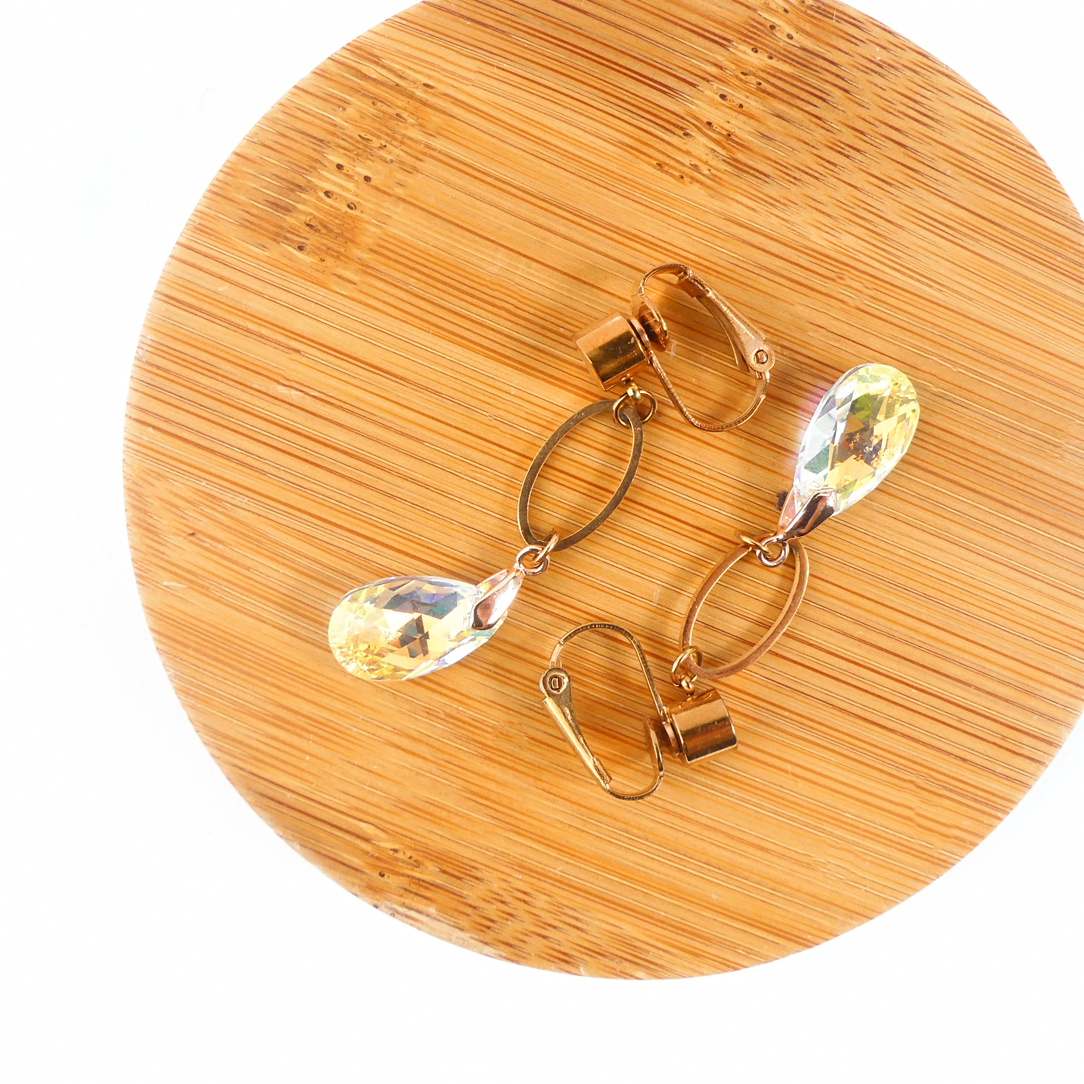 Boucle d'oreille goutte jaune