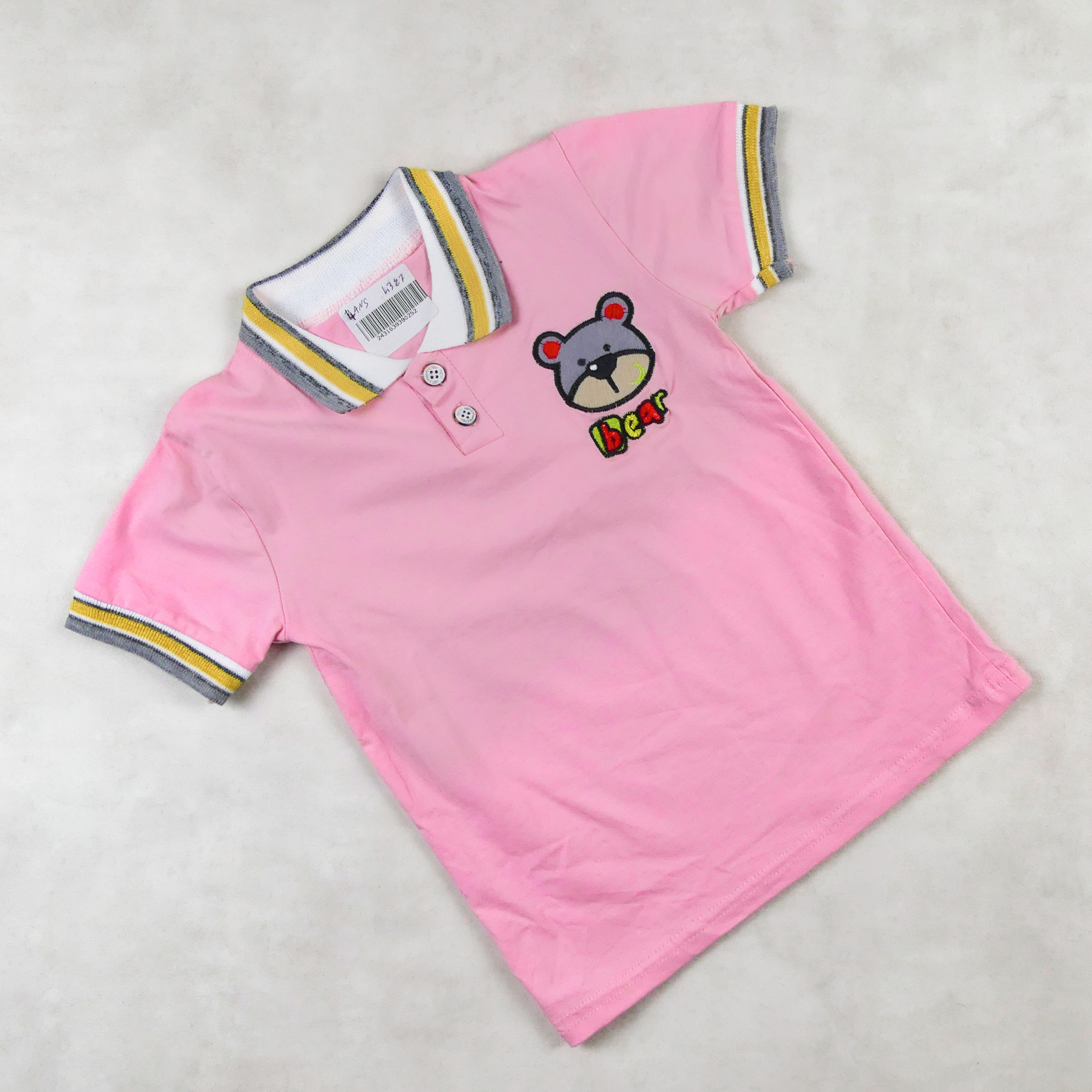 ENSEMBLE POLO ROSE AVEC SHORT MOUTARD MOTIF - BEAR-