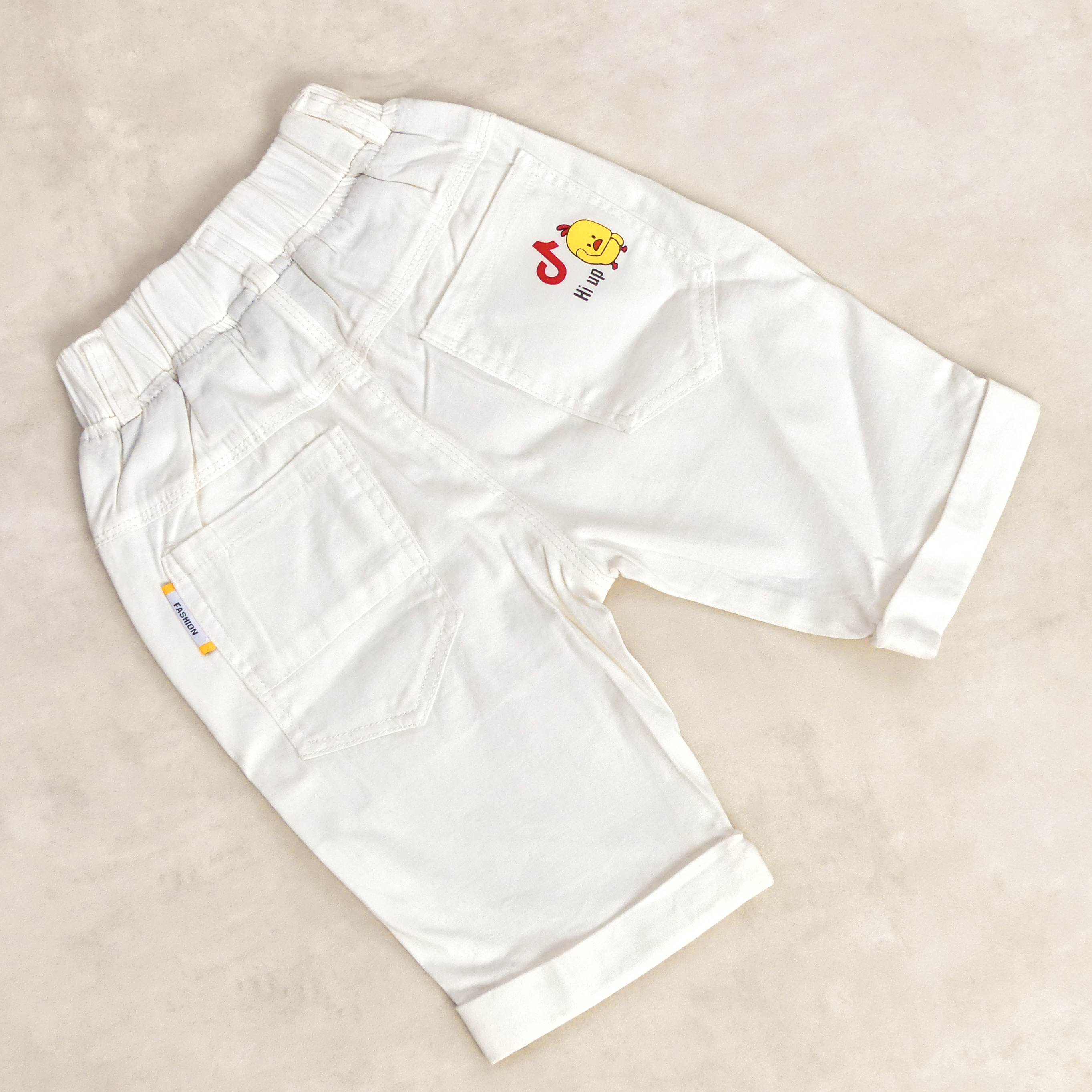 Pantacourt Garcon BLANC MOTIF HI UP 