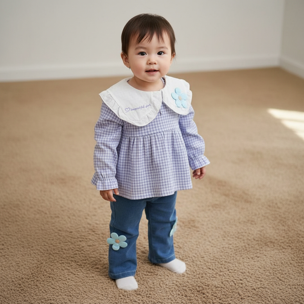 ENSEMBLE 2 pcs bleu a carreaux