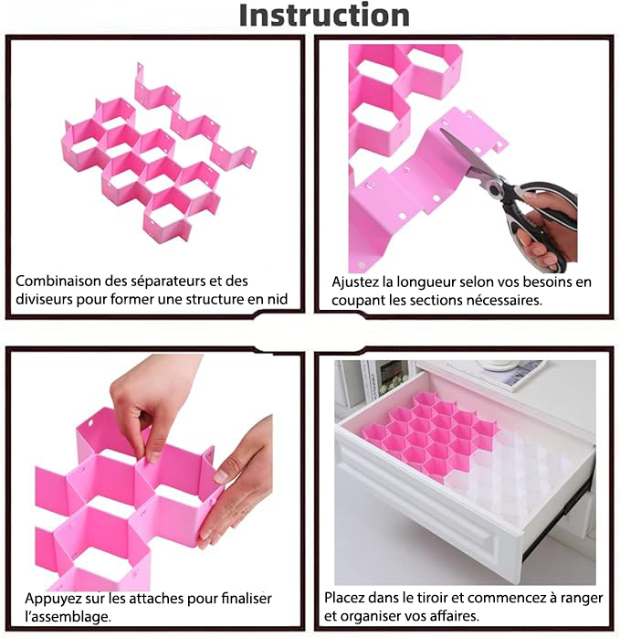 Organisateur de tiroirs en nid d'abeille 8 PCS
