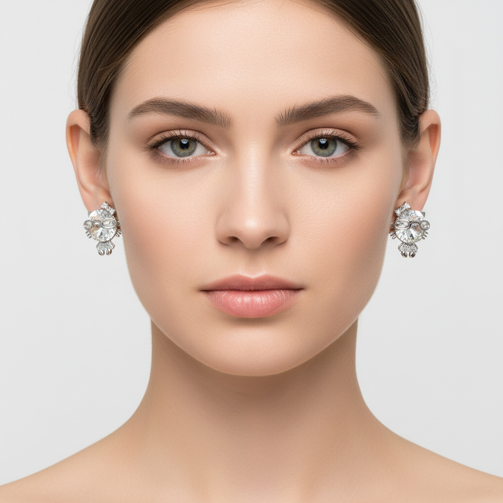 boucle d'oreille chat blanc